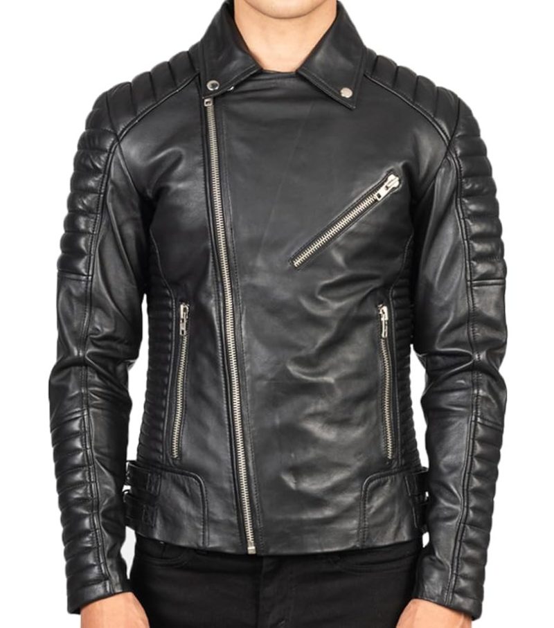Men's Lambskin Biker Vintage Leather Jacket - Image 4