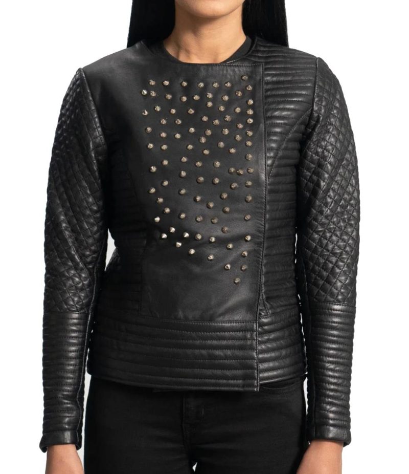 Women's Studded Casual Leather Jacket