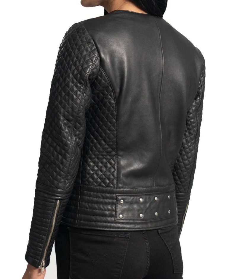 Women's Studded Casual Leather Jacket - Image 2