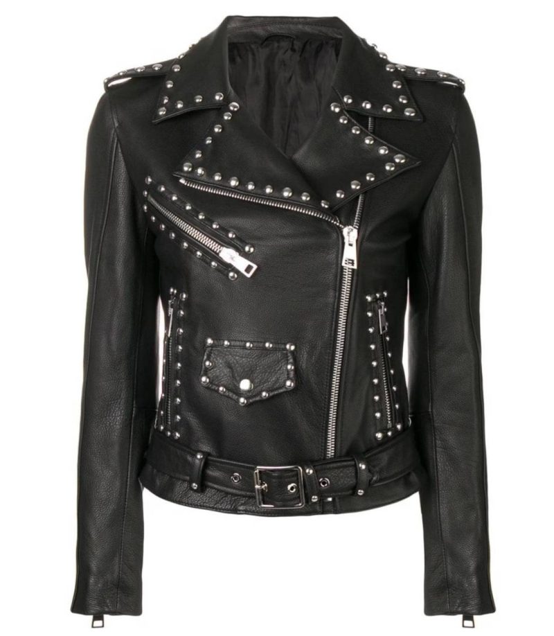 Women's Biker Studded Leather Jacket